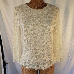 Coldwater Creek Cream Lace Blouse EUC! Med This lovely blouse equals: Romance 🌹
